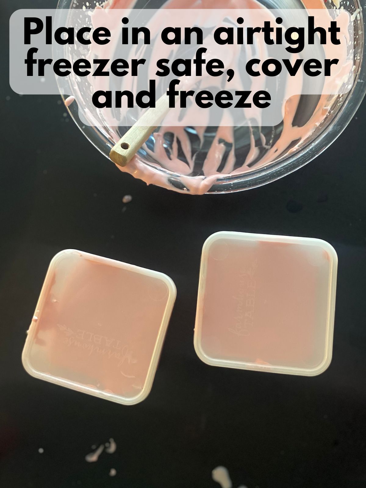 cherry chocolate ice cream in containers with a lid