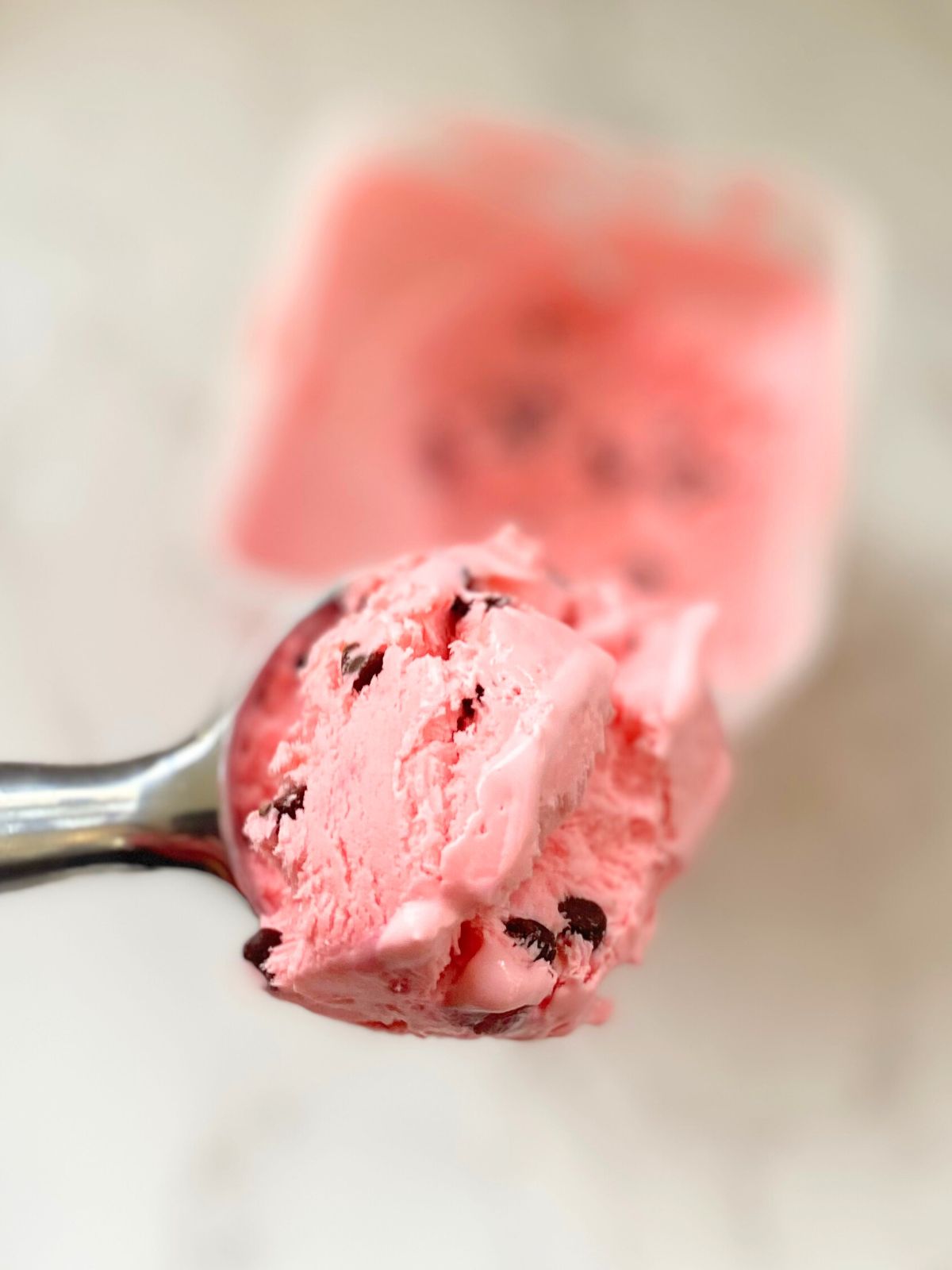 one scoop of cherry chocolate ice cream