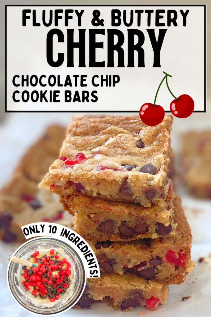 chocolate chip cherry cookie bars pin