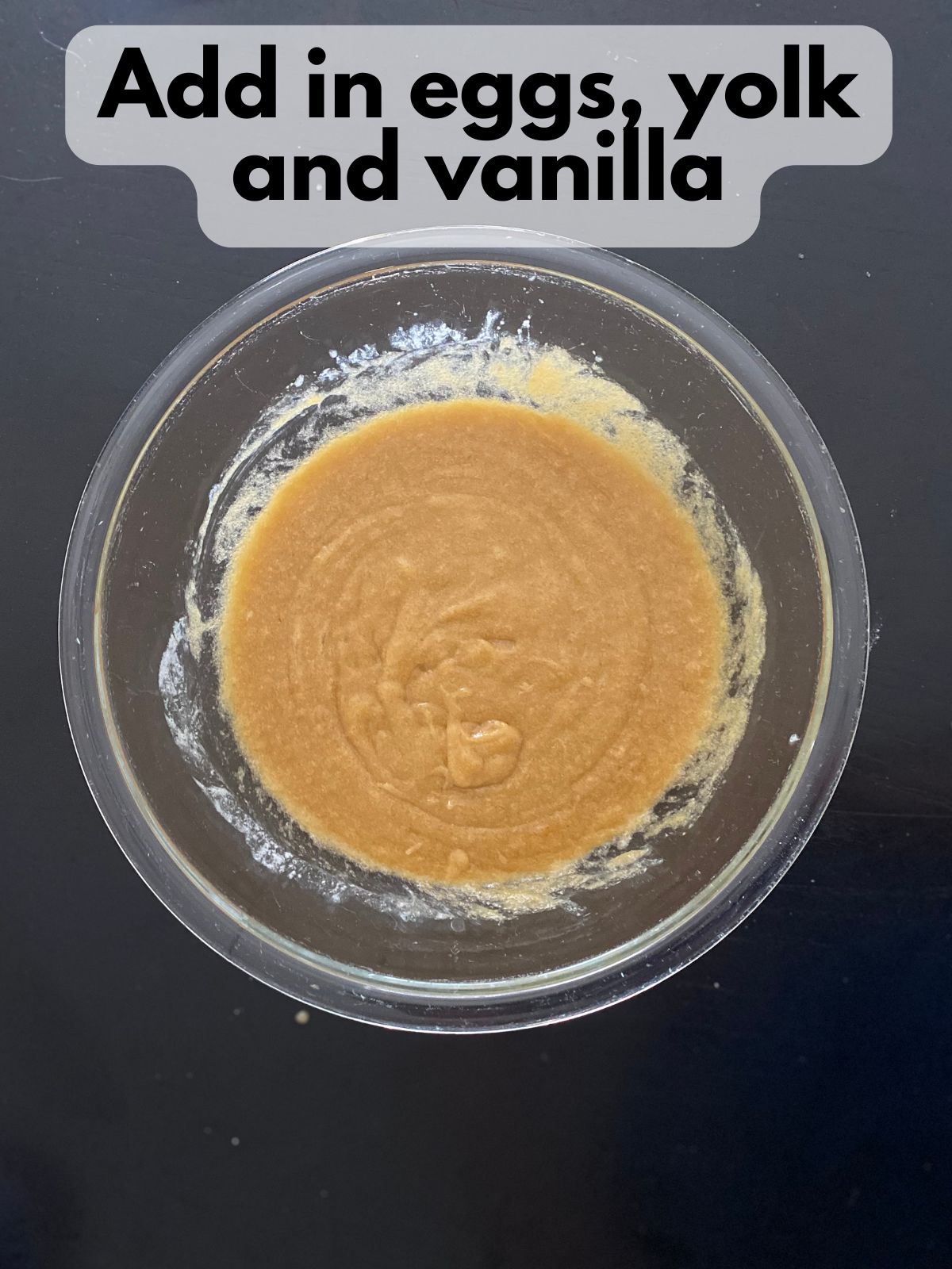 eggs and vanilla added to melted butter and sugar