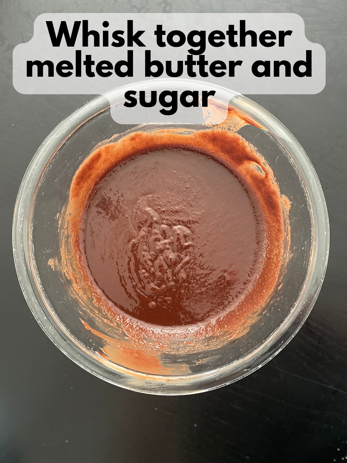 melted butter and chocolate mixed with sugar