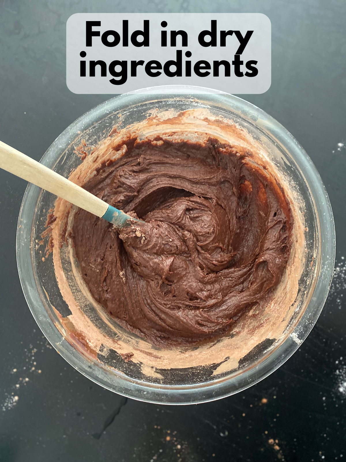brownie batter with dry ingredients folded in
