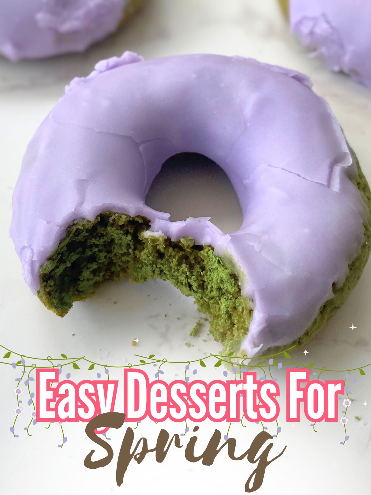 matcha donuts with lavender glaze