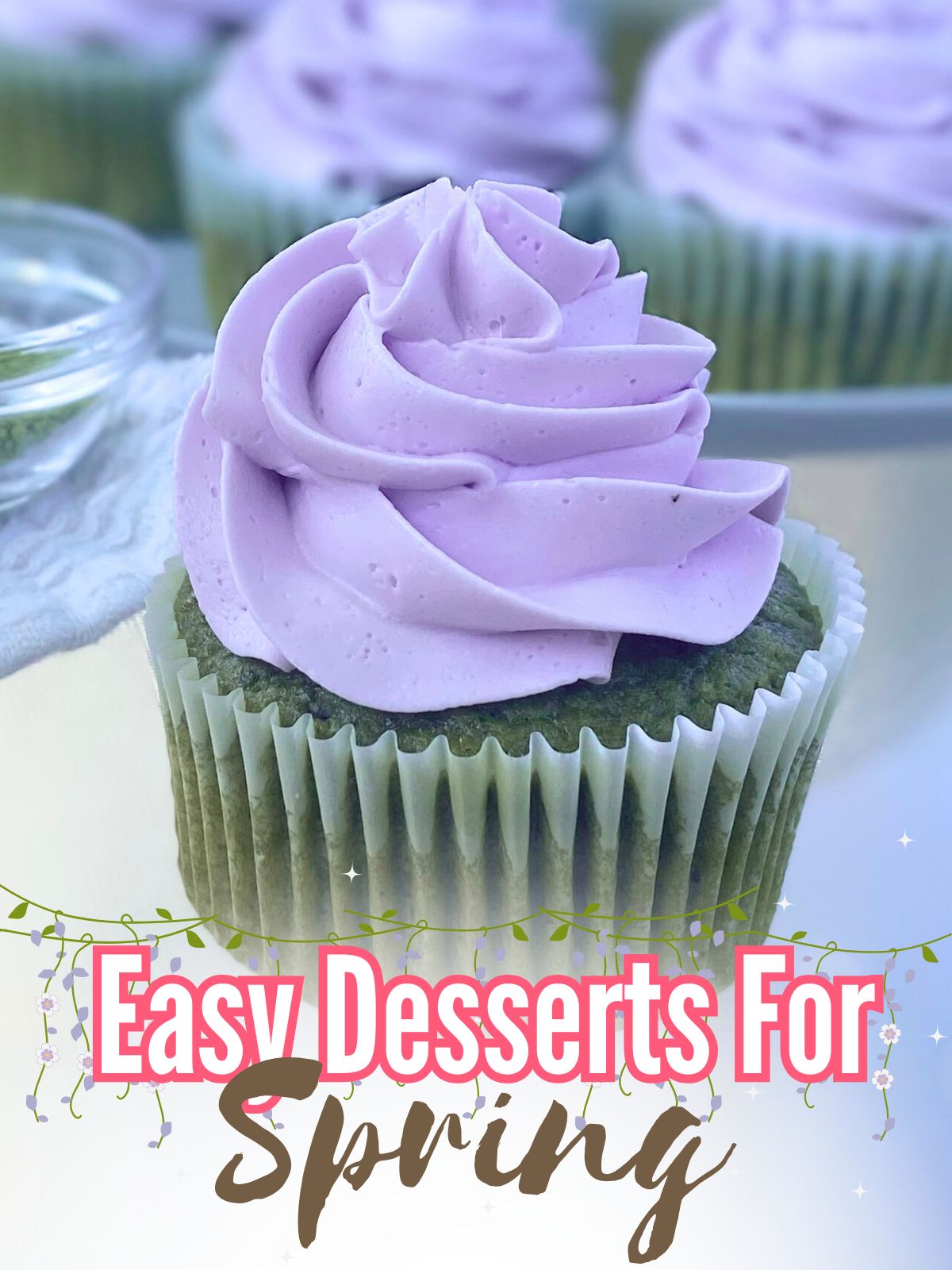 matcha lavender box mix cupcakes