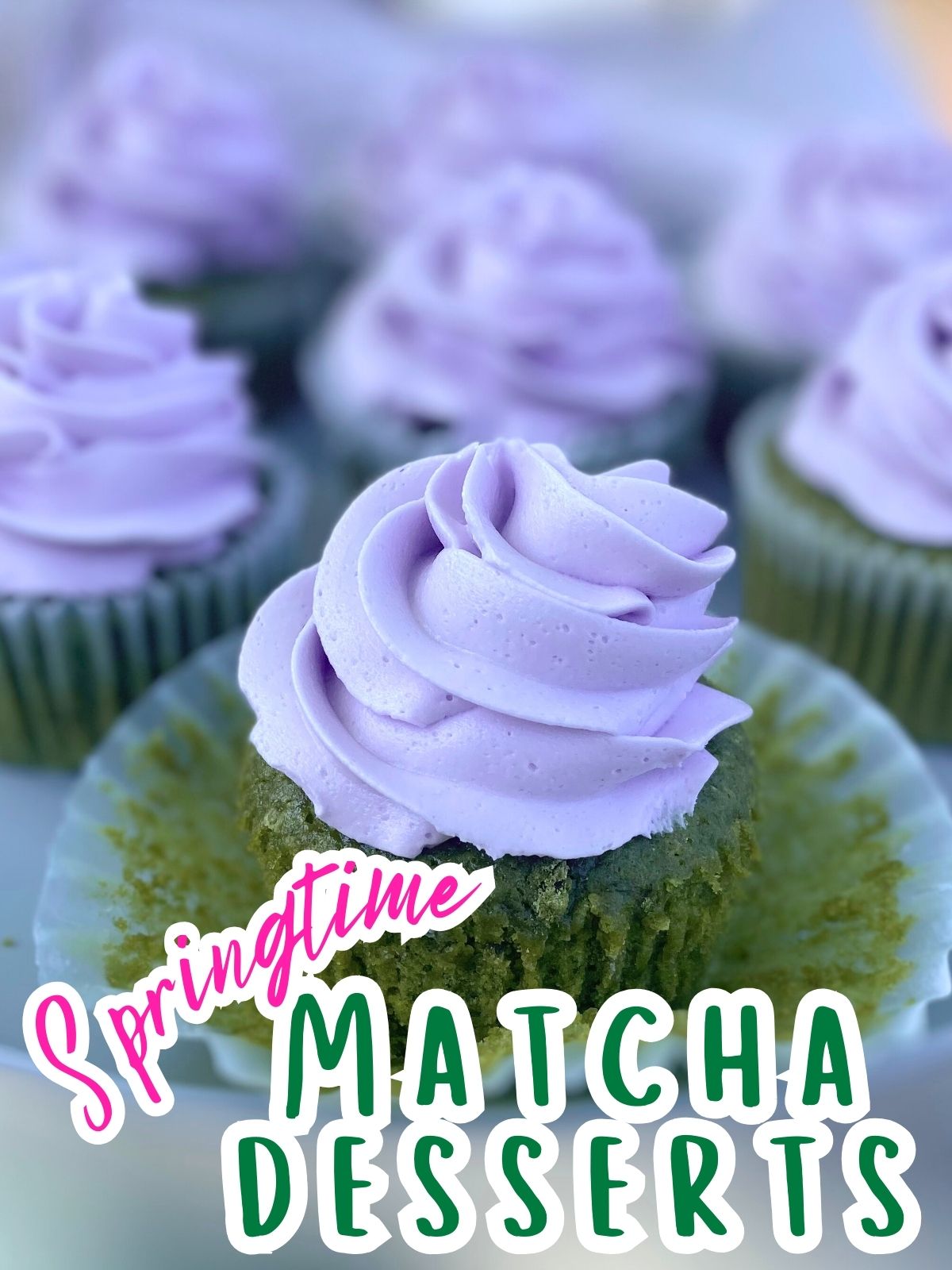 matcha lavender box mix cupcakes