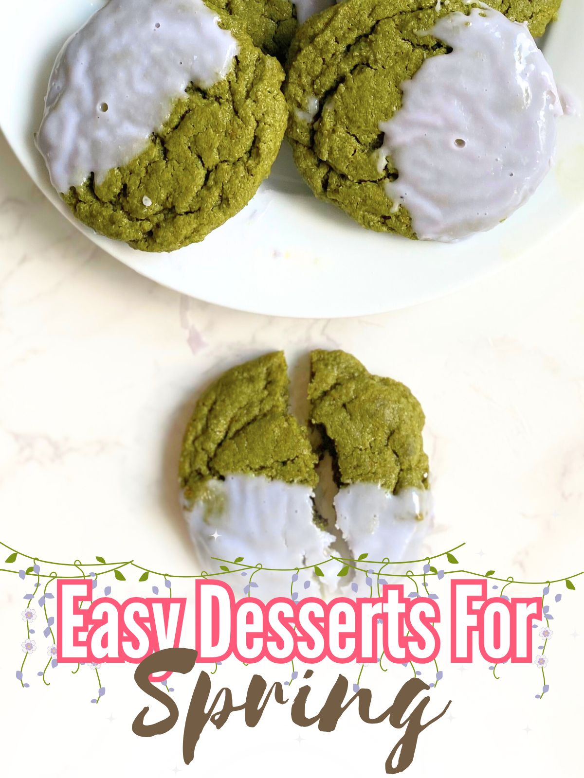 matcha lavender dipped cookies