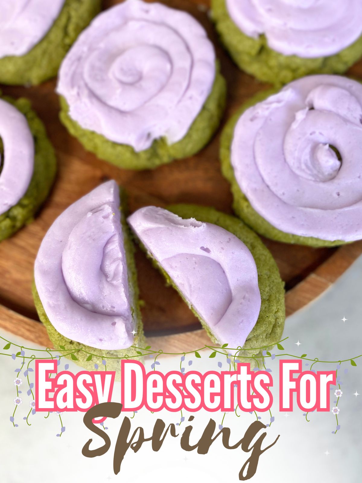 matcha lavender frosted cookies