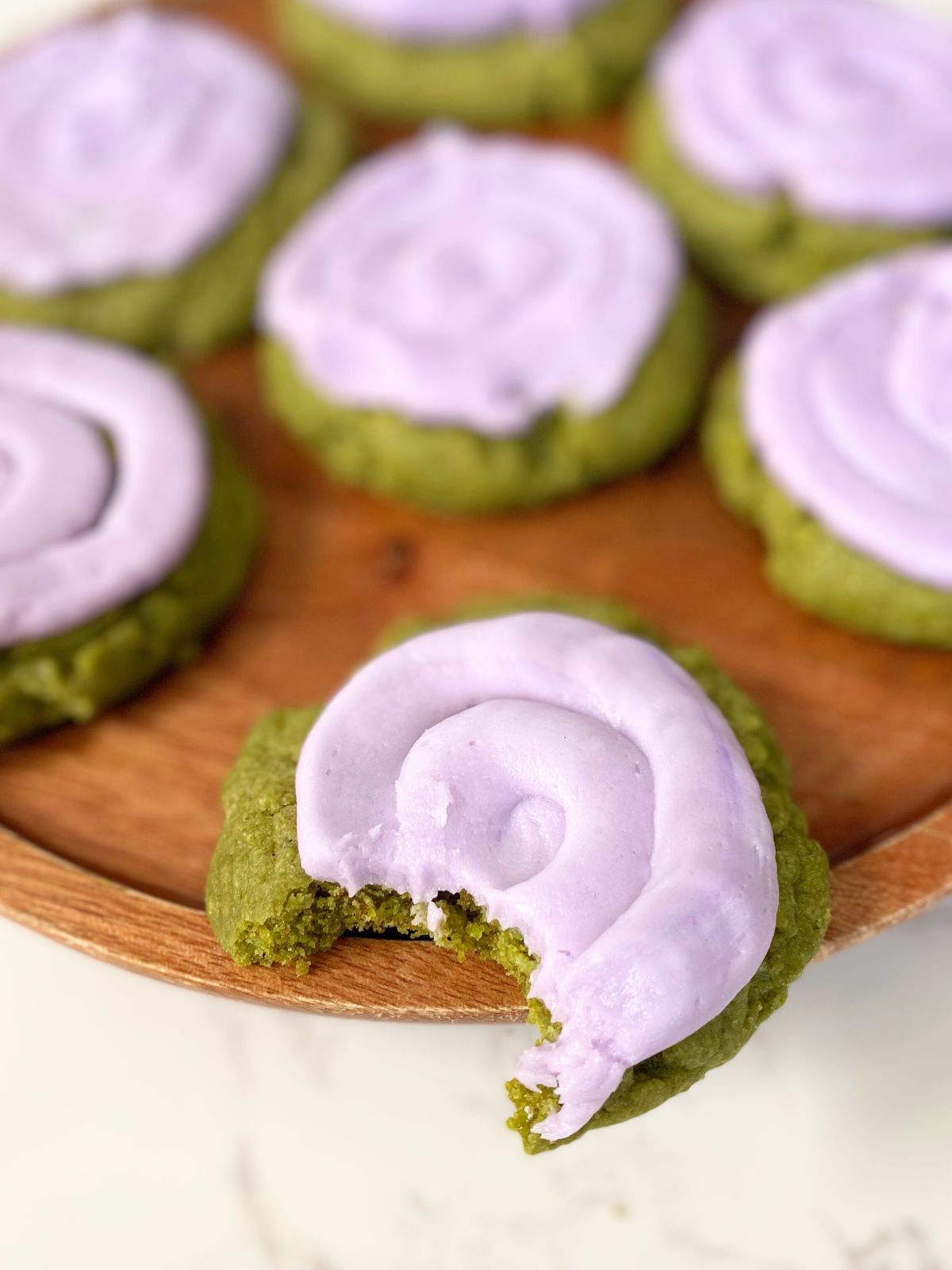 matcha lavender frosted cookies