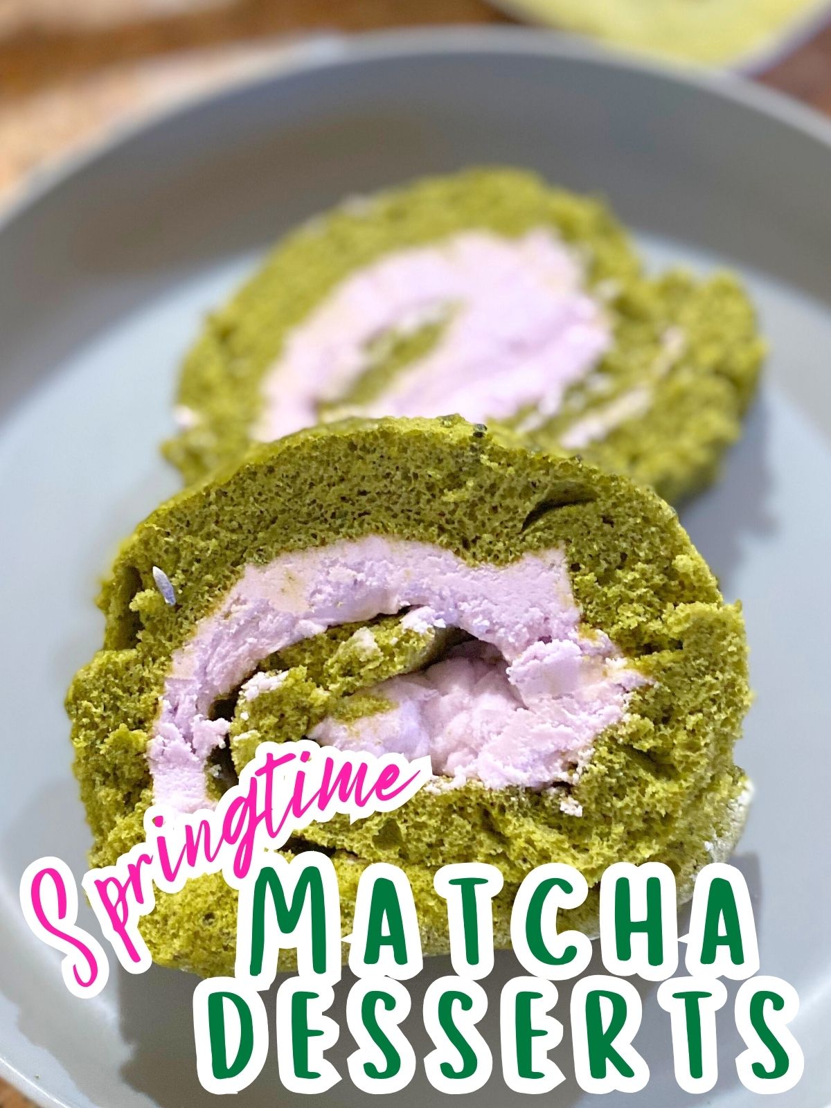 matcha lavender roll cake