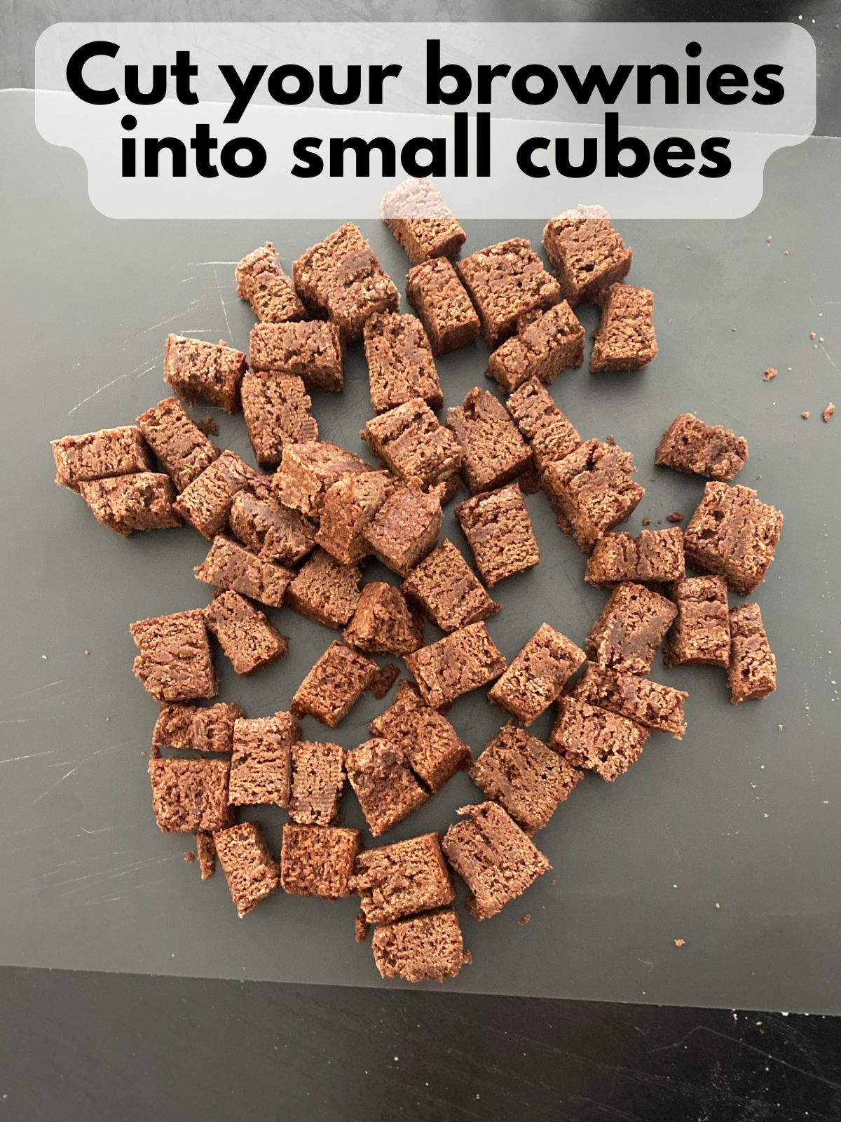 brownie cut into cubes