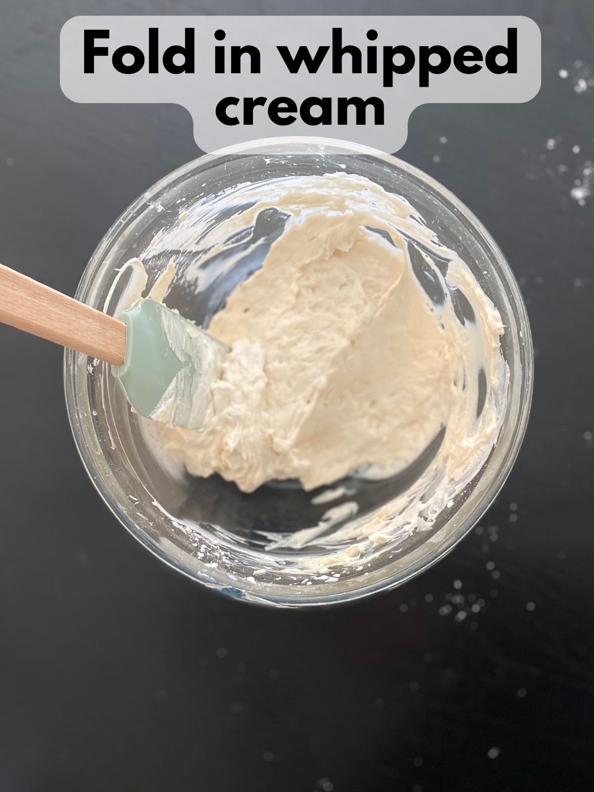 whipped cream folded into cream cheese