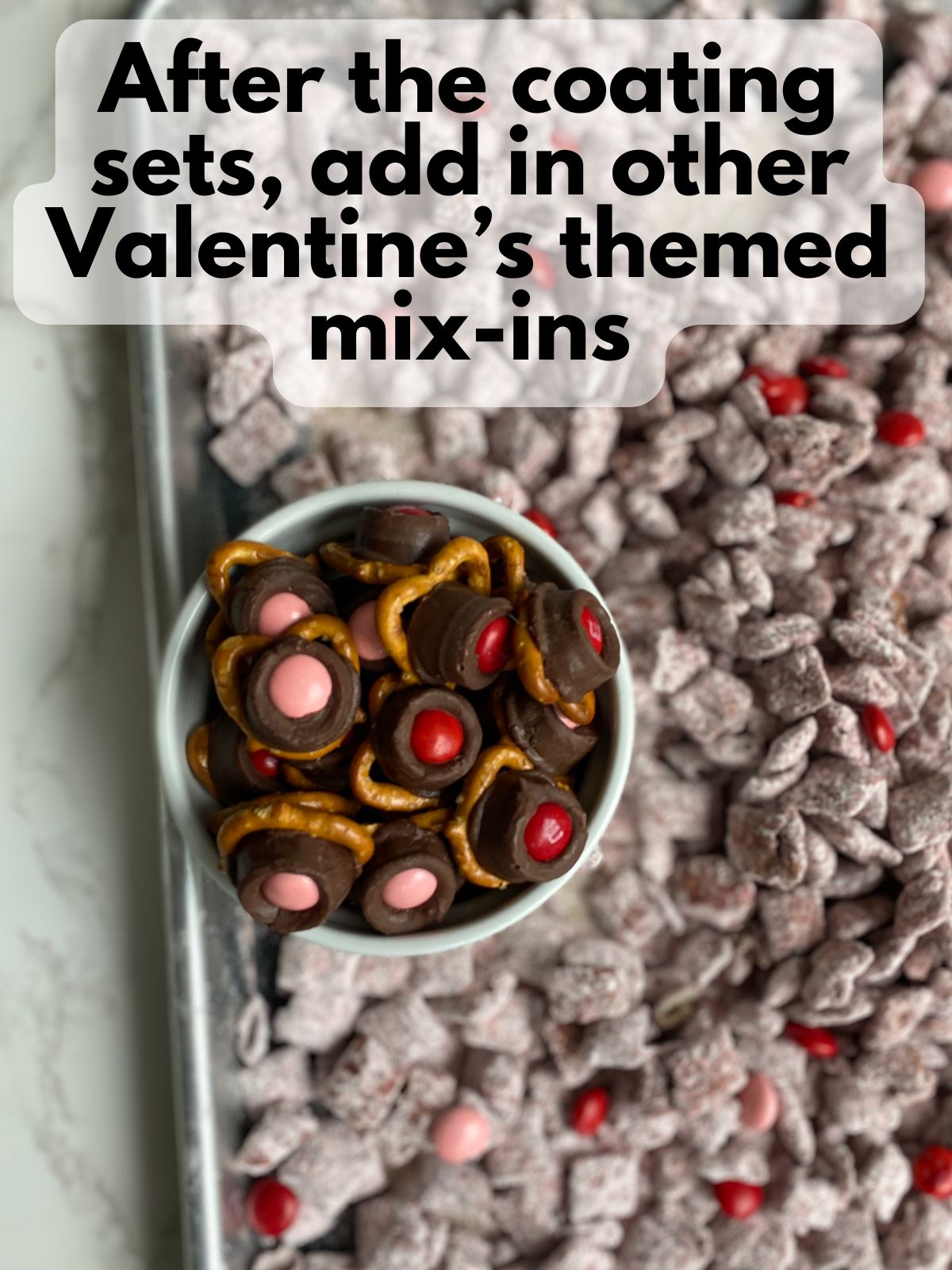 valentine's day puppy chow with mix-ins