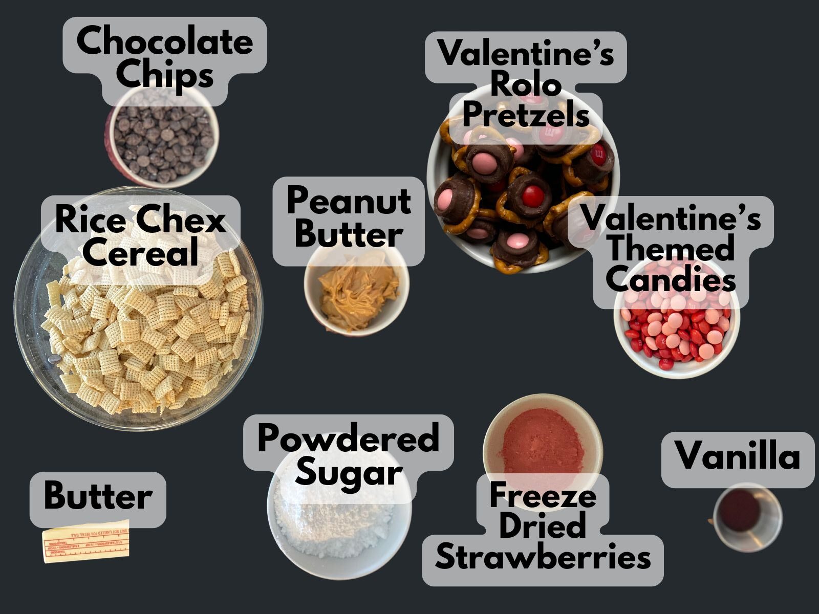 valentine's day puppy chow ingredients