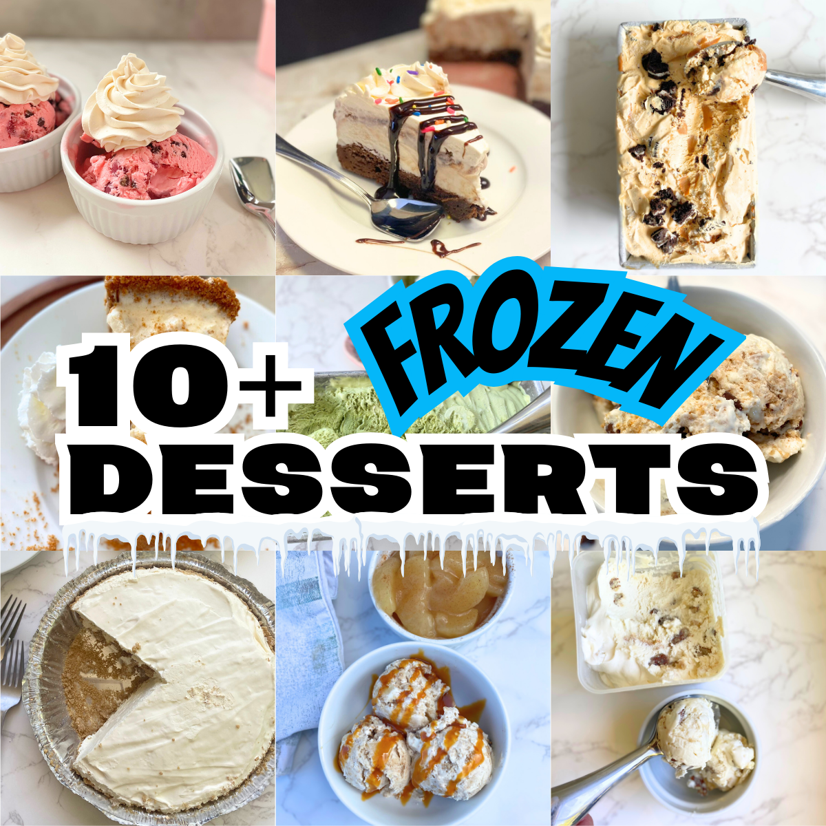 frozen desserts collage