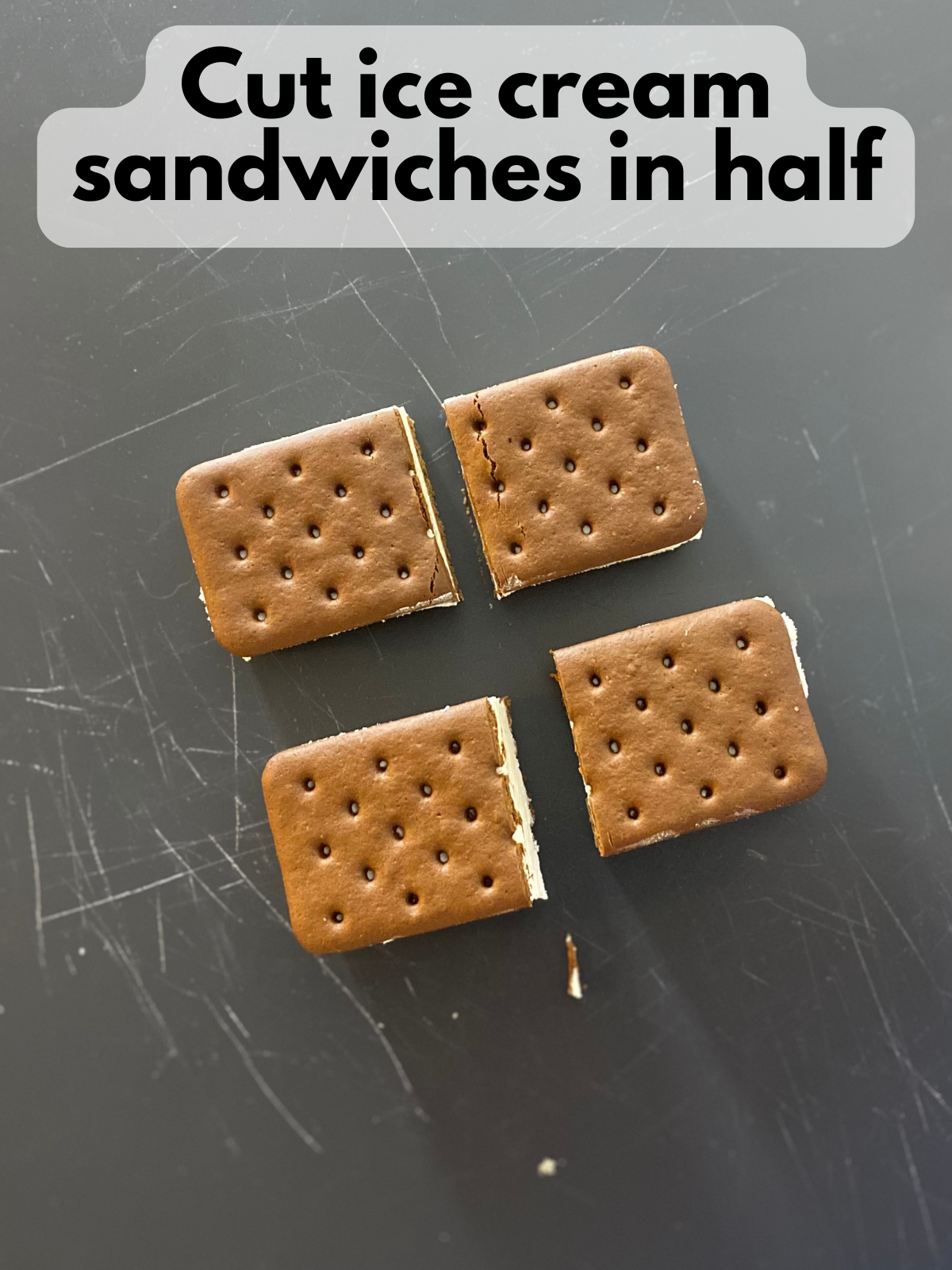 ice cream sandwiches cut in half