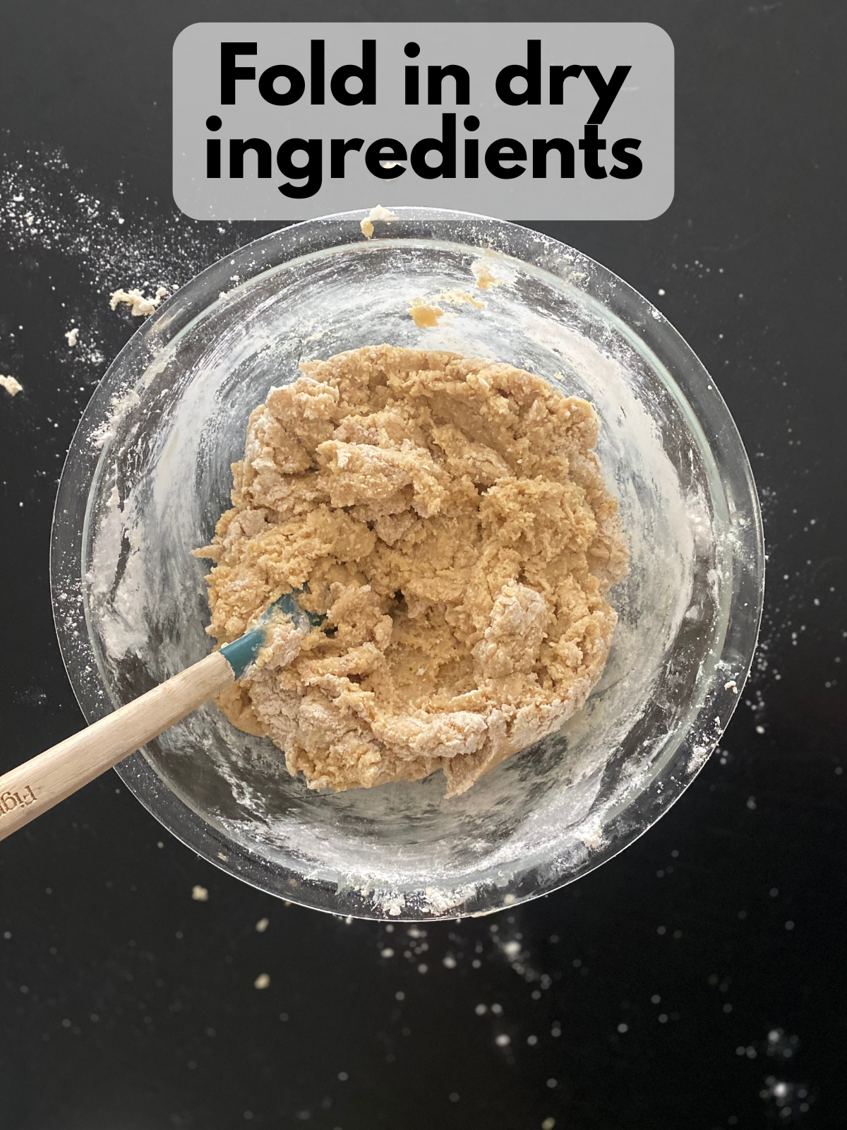 dry ingredients mixed with wet ingredients