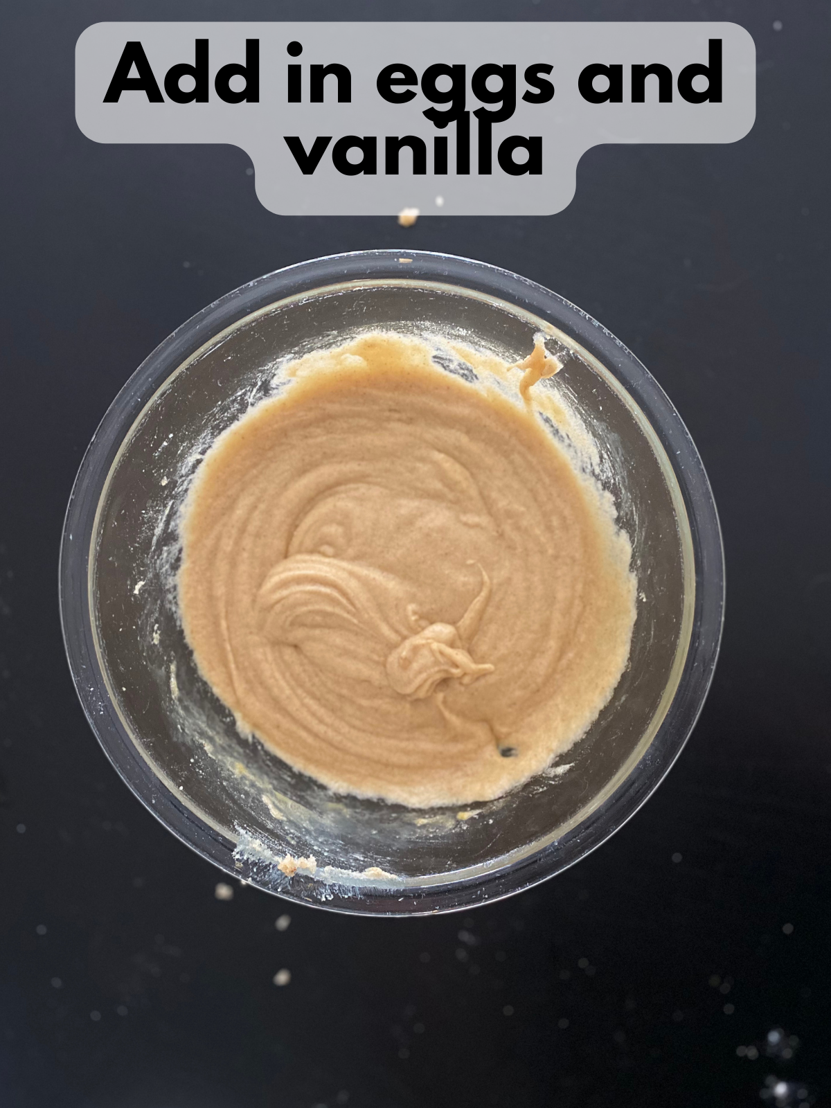 eggs and vanilla added to browned butter, sugar and brown sugar