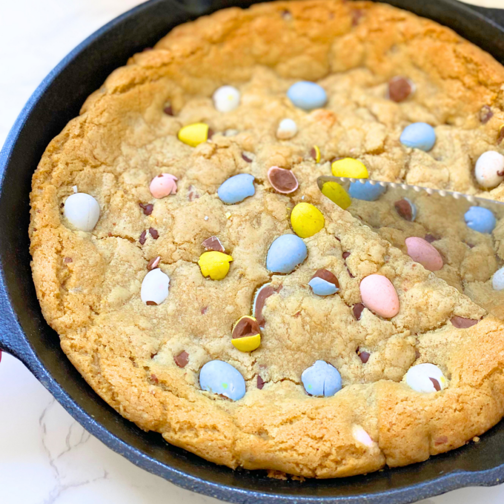 cadbury egg skillet cookie