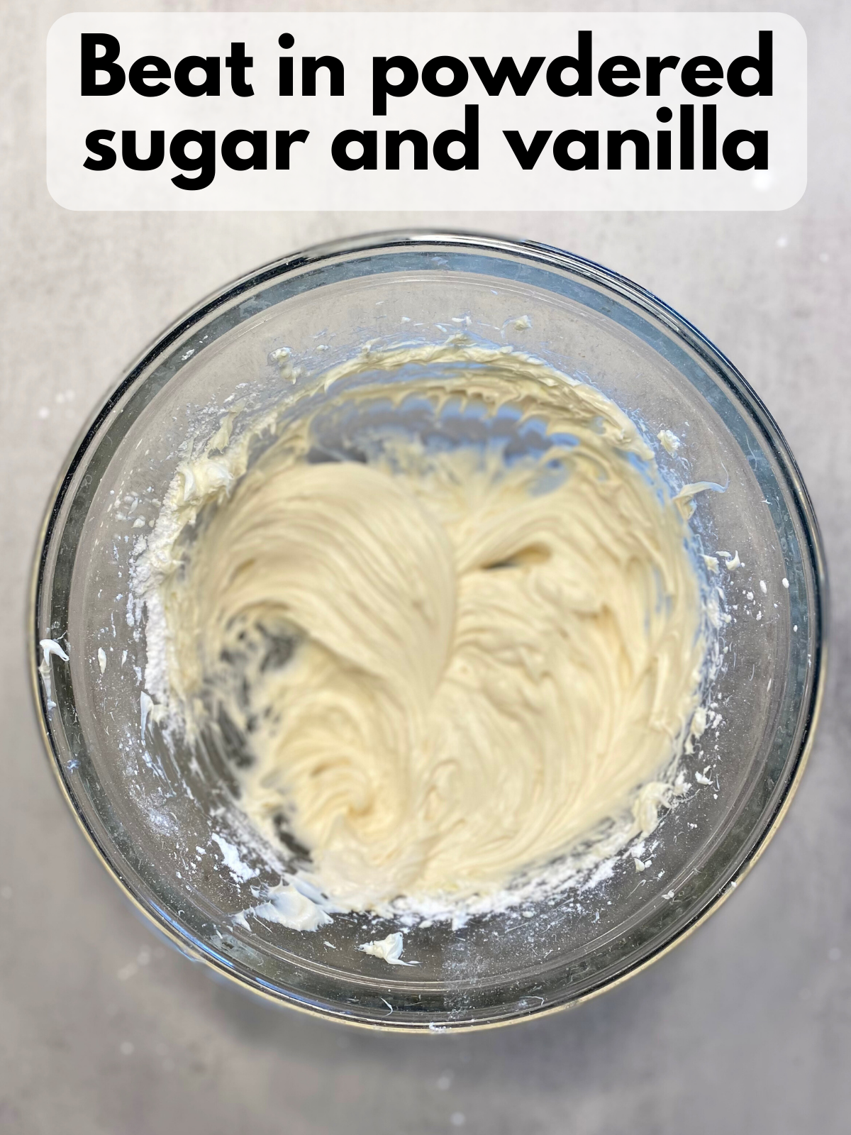 cream cheese mixed with powdered sugar and vanilla