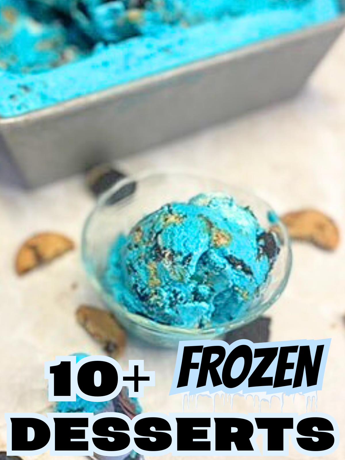 cookie monster ice cream in a bowl