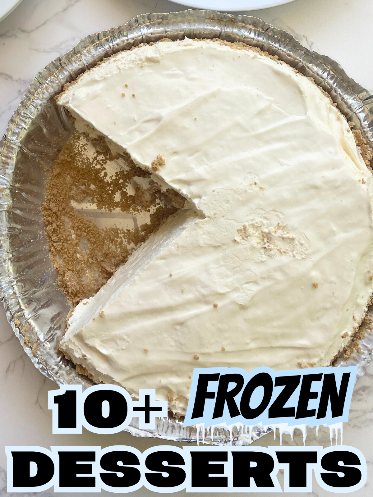 frozen lemonade pie with a slice taken out