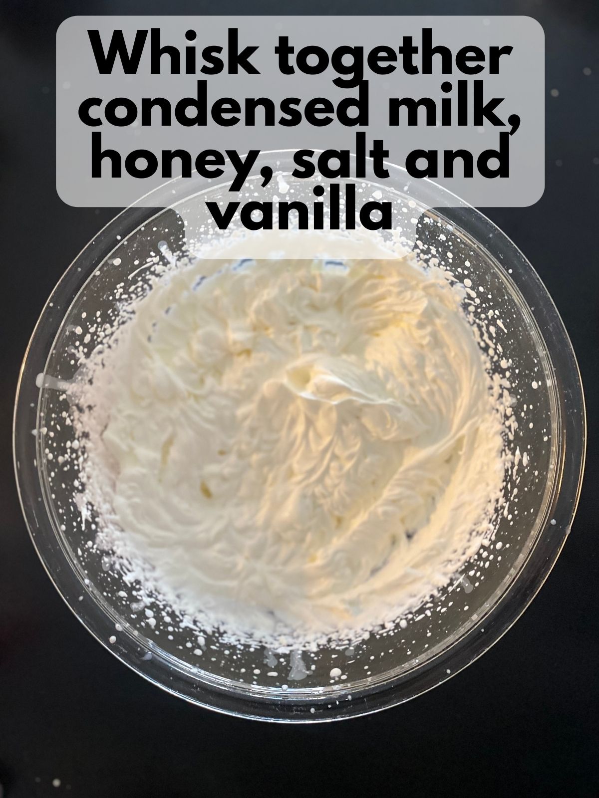 cream whipped to stiff peaks