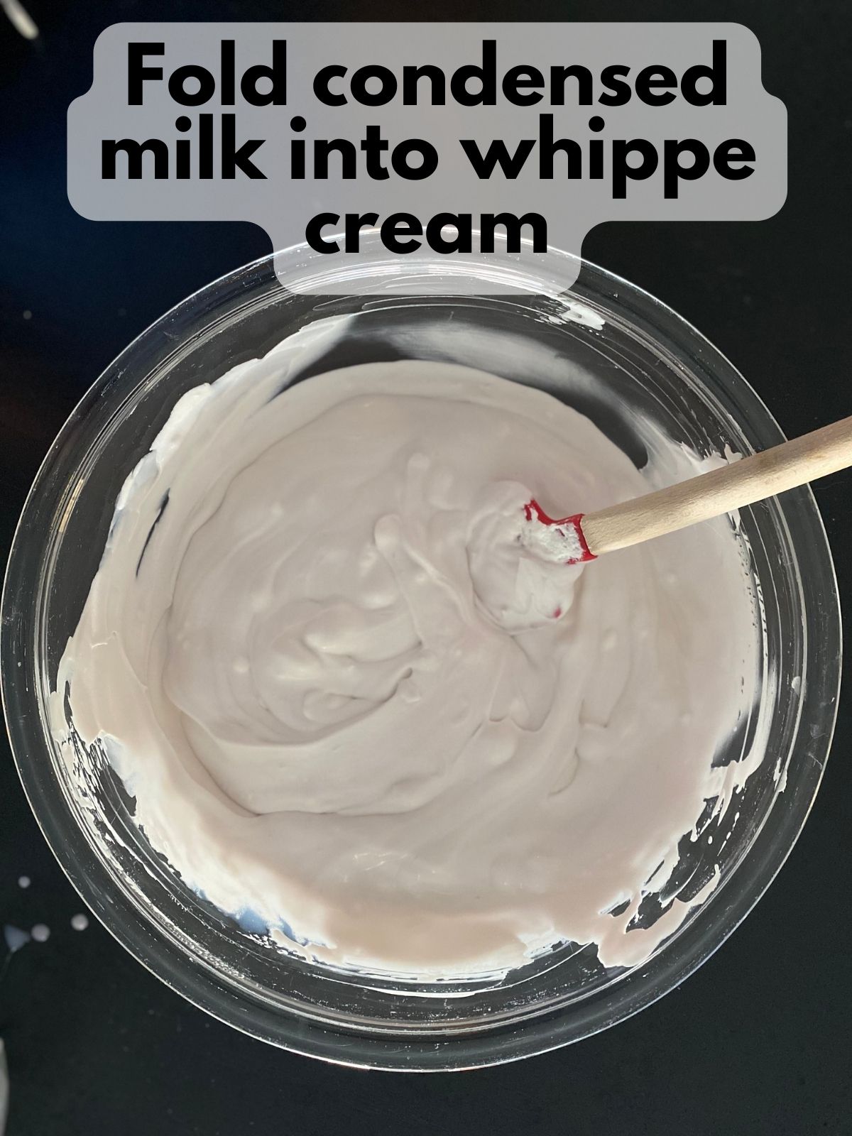 condensed milk and honey folded into whipped cream