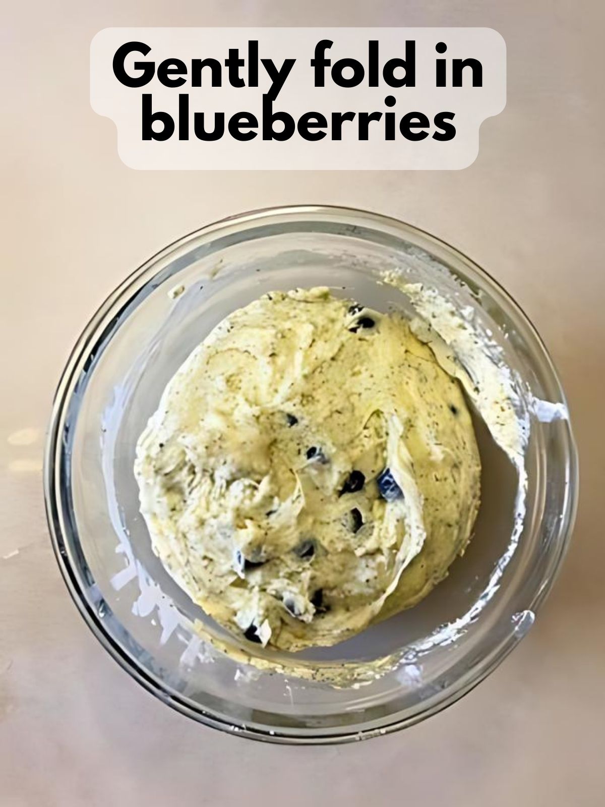 blueberries folded into batter