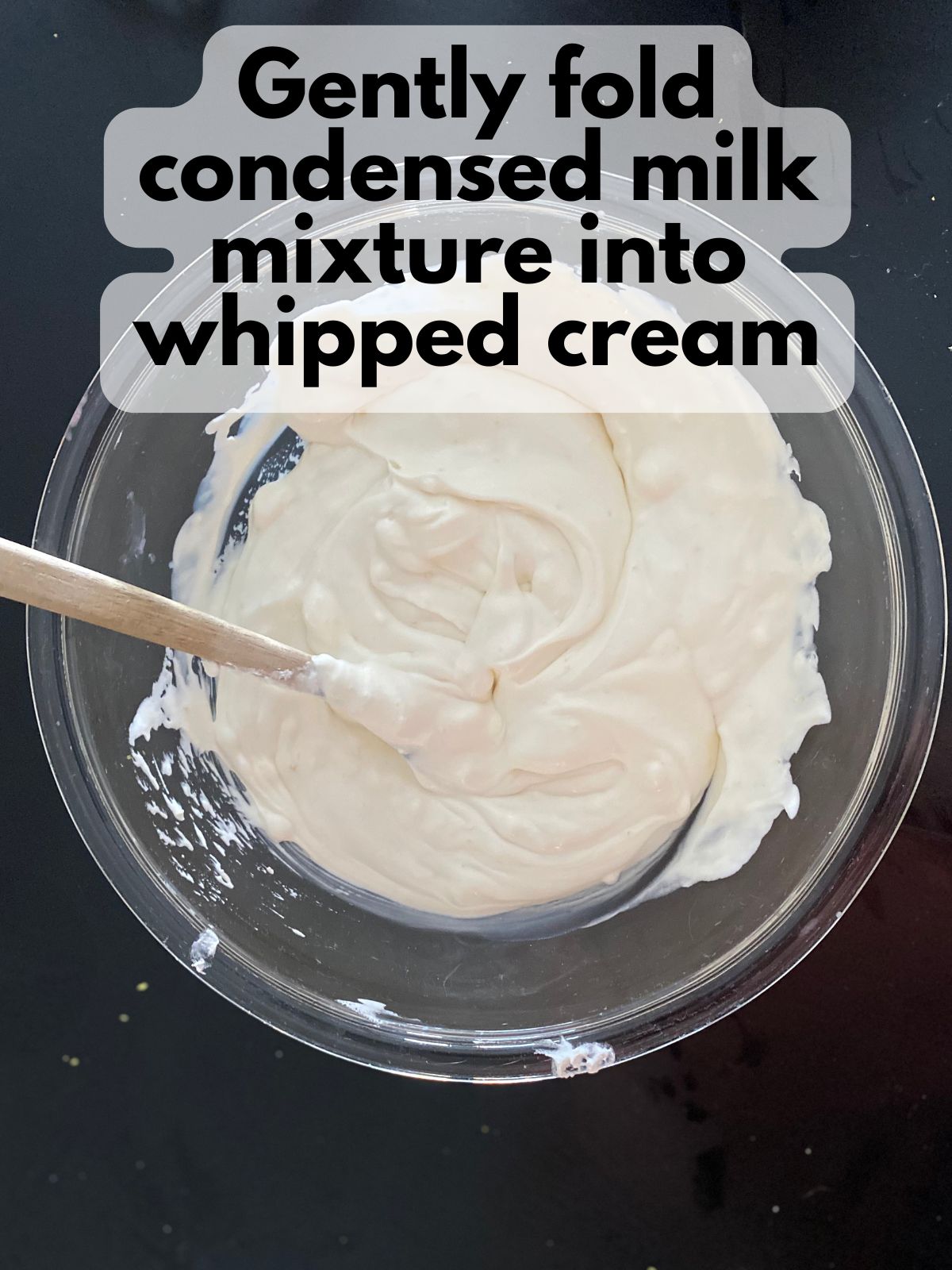 condensed milk folded into whipped cream