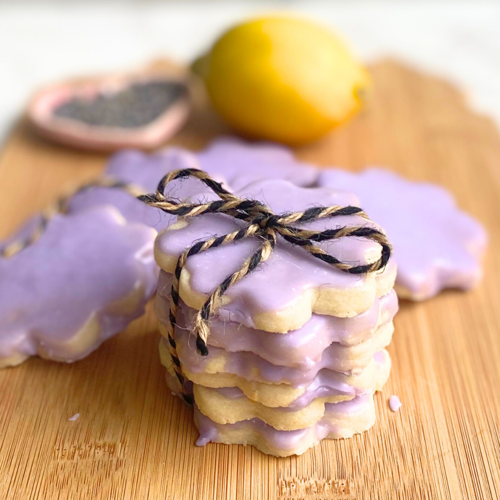 lemon shortbread cookies lavender glaze