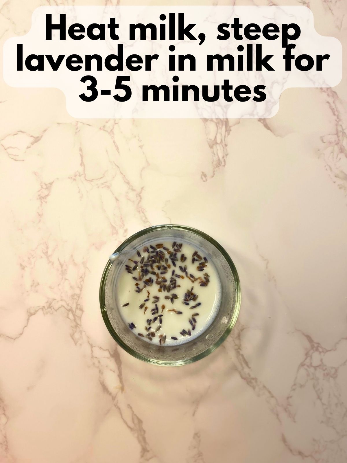 lavender buds steeping in hot milk
