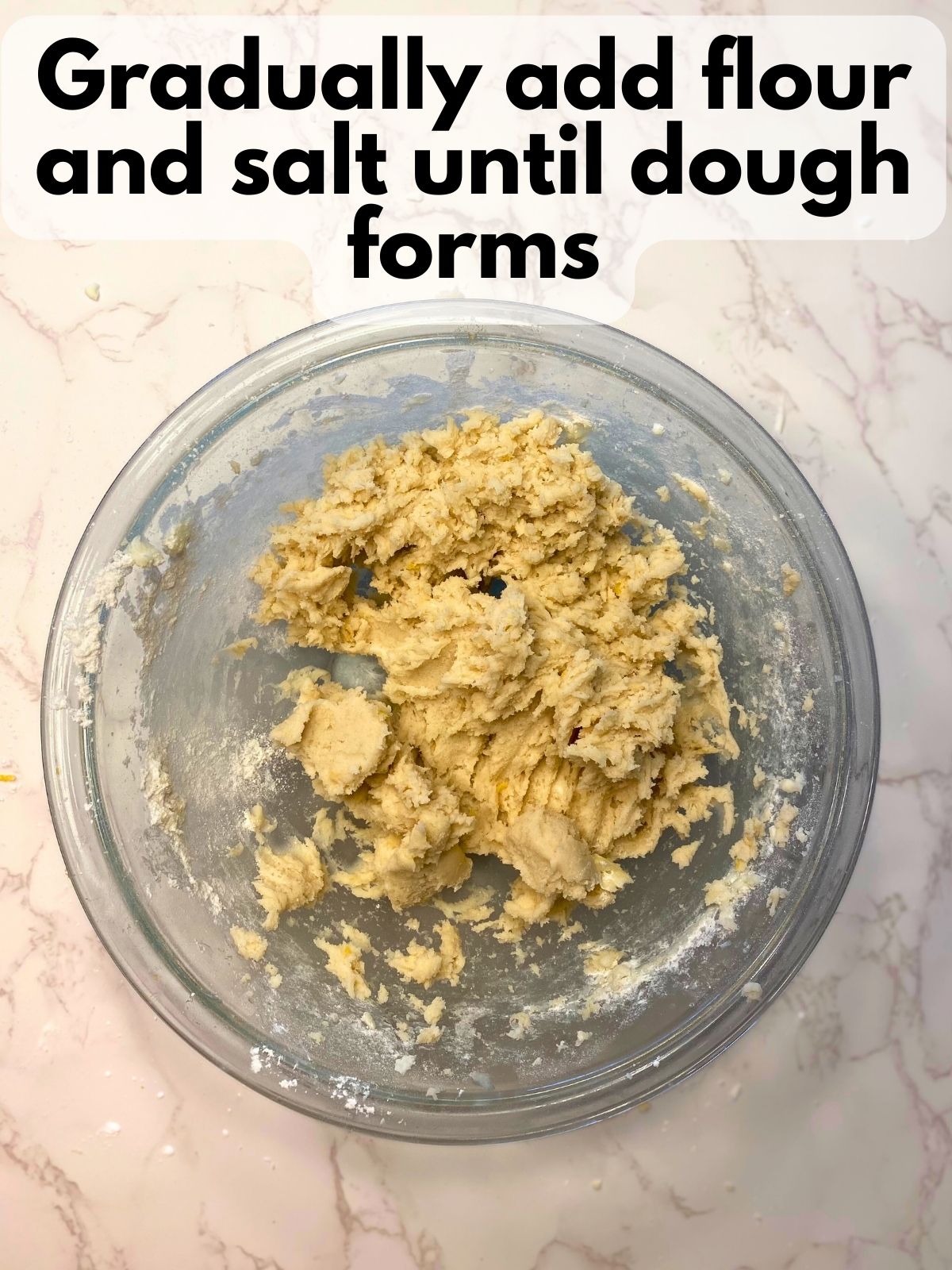 finished lemon shortbread dough in a bowl