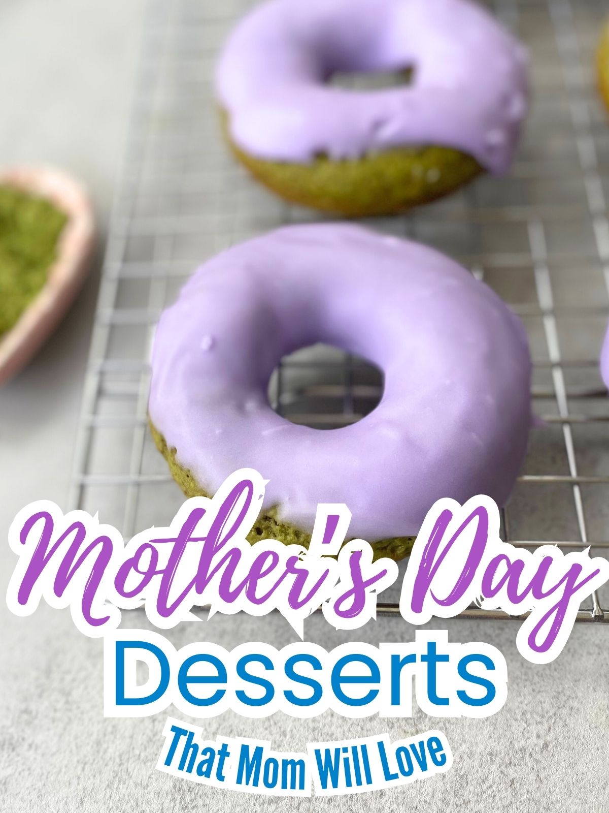 matcha donuts with lavender glaze