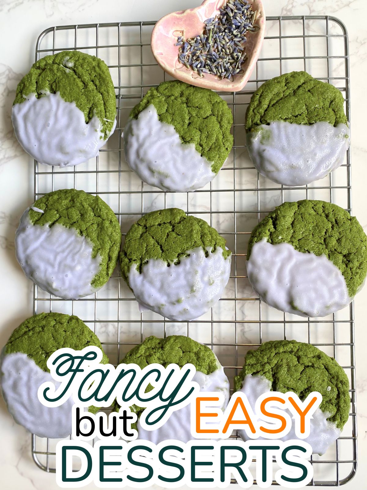 matcha lavender dipped cookies