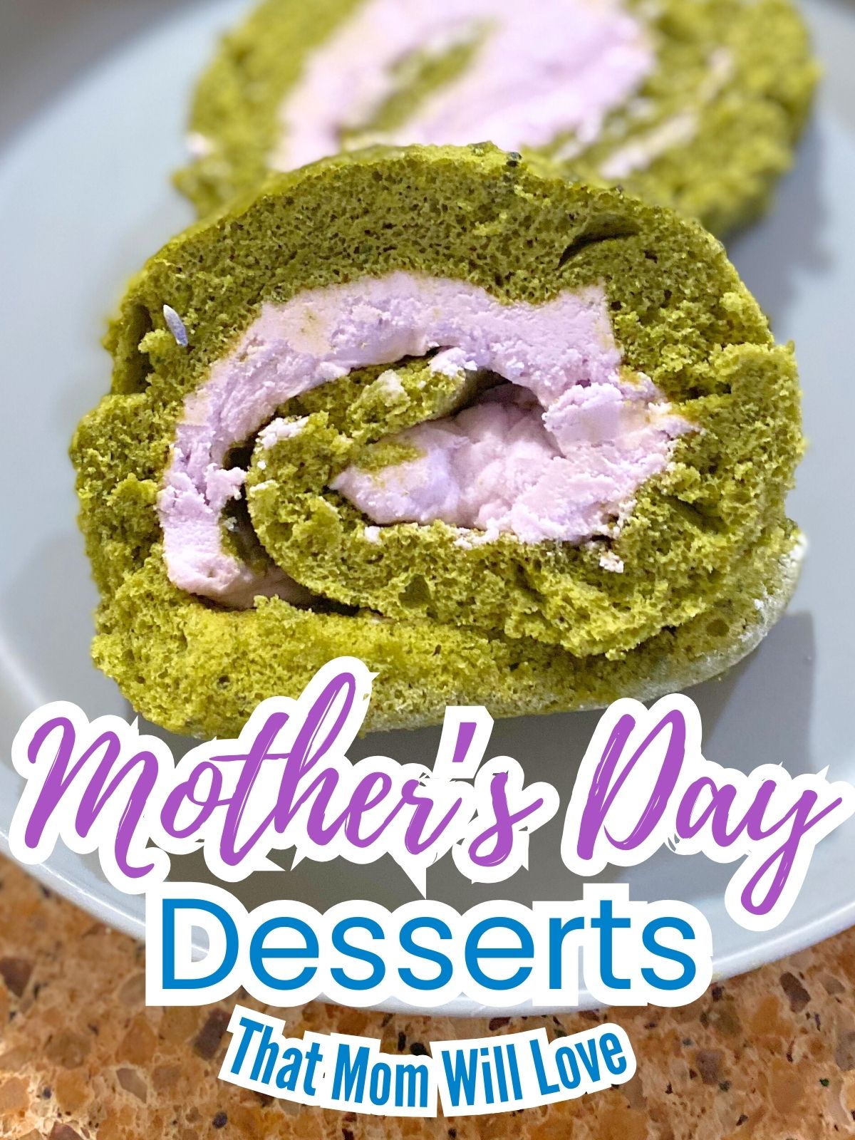 matcha lavender roll cake