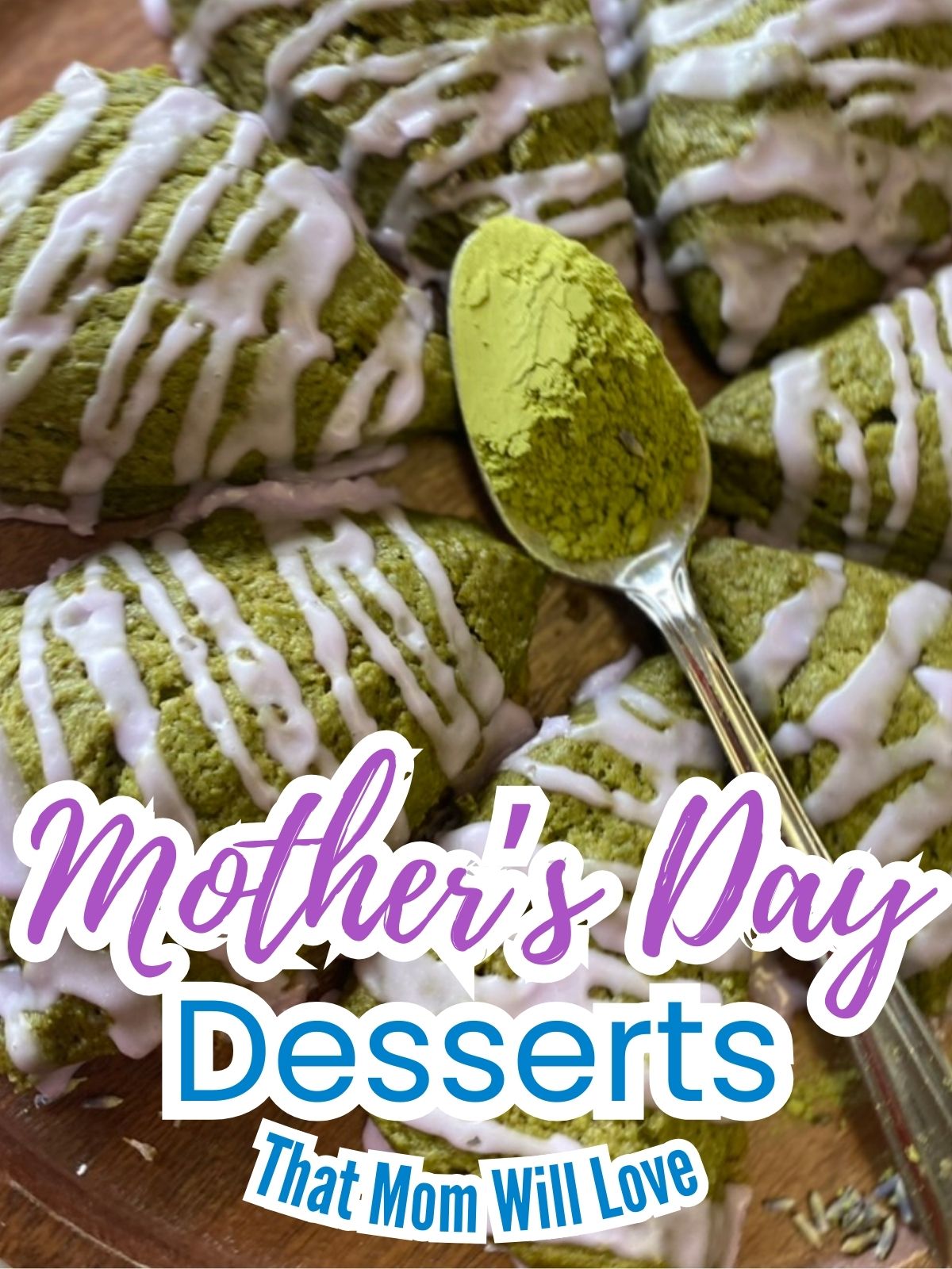 matcha scones with lavender glaze