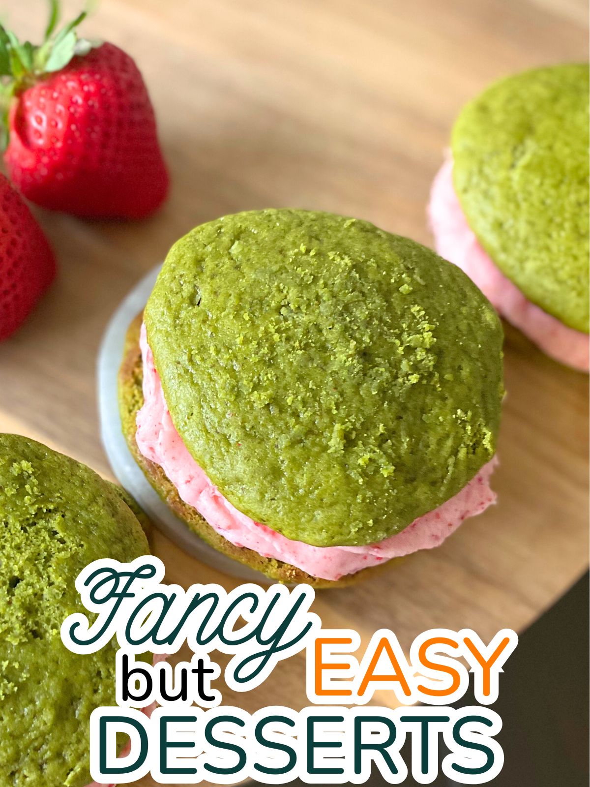 matcha strawberry whoopie pies