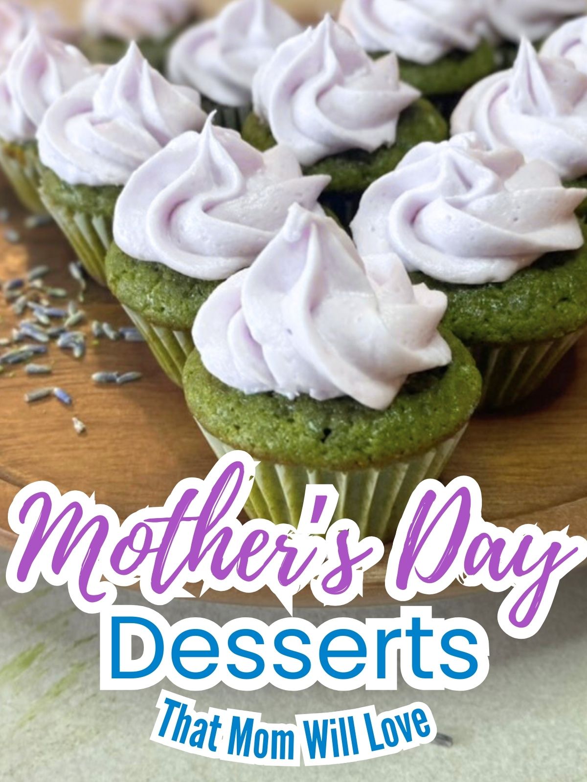 mini matcha cupcakes lavender frosting