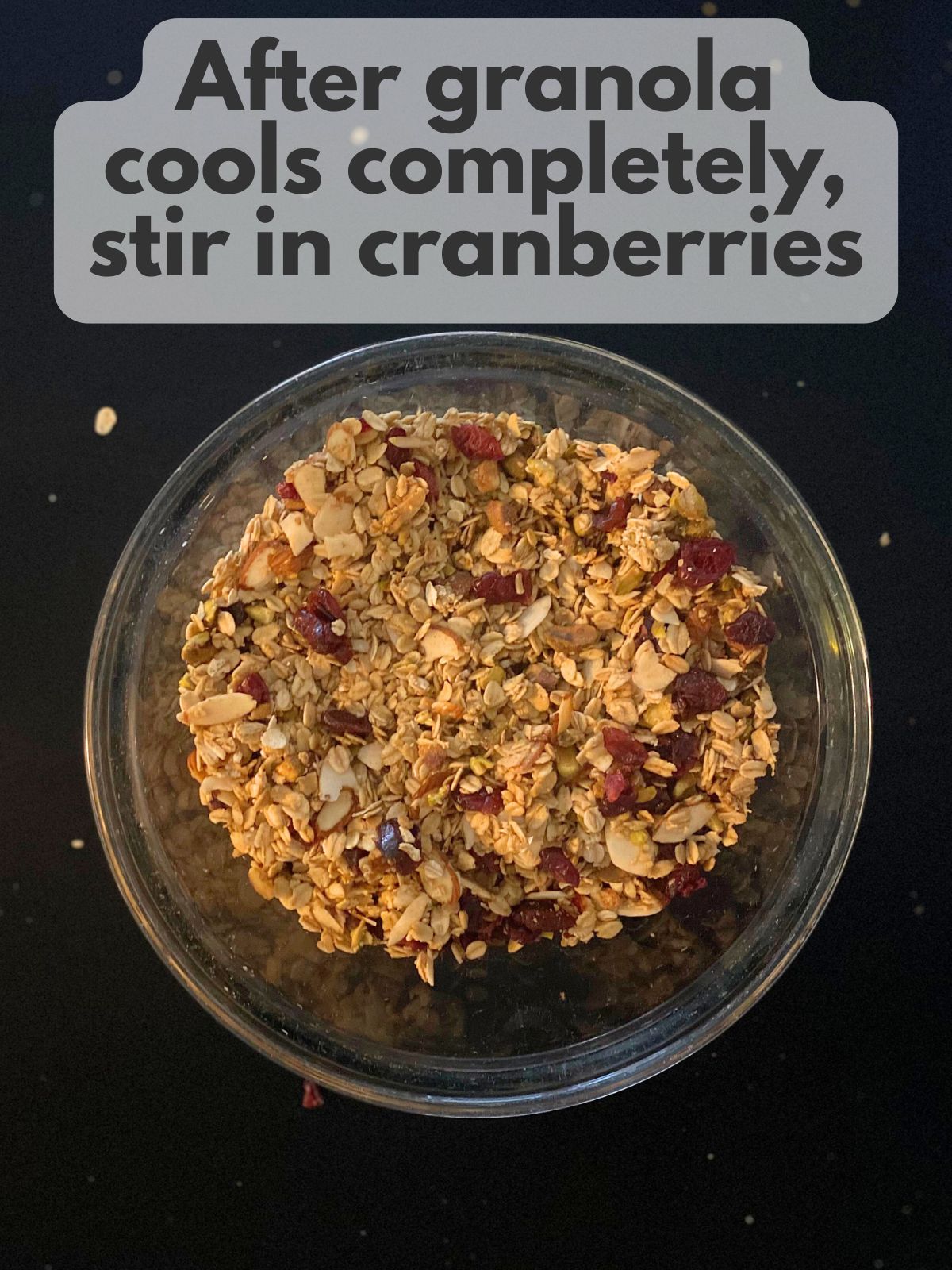 cranberries stirred into granola