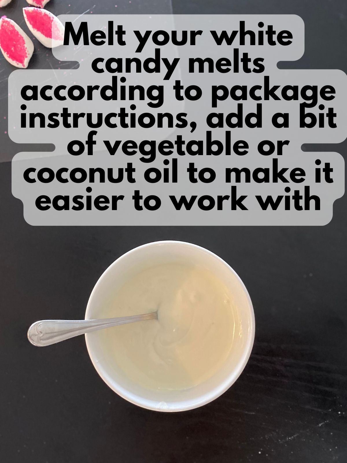 melted white candy melts in a bowl