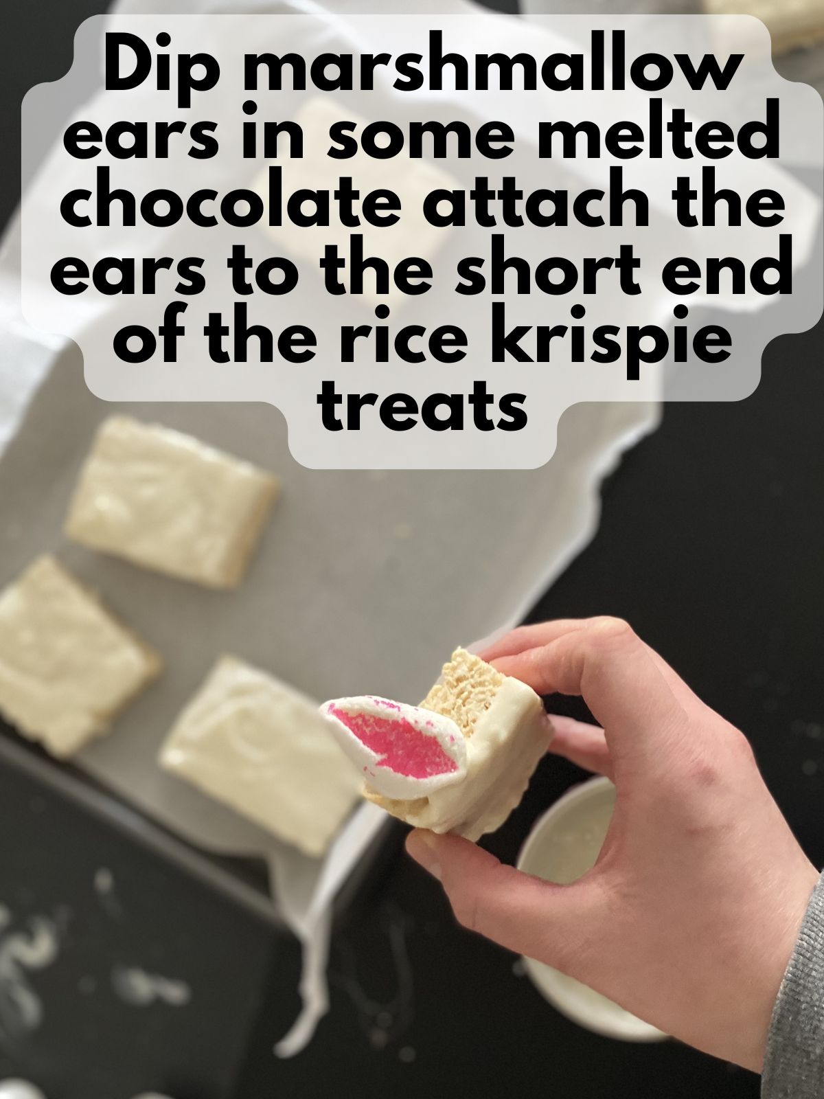 one ear attached to Easter bunny rice krispie treat