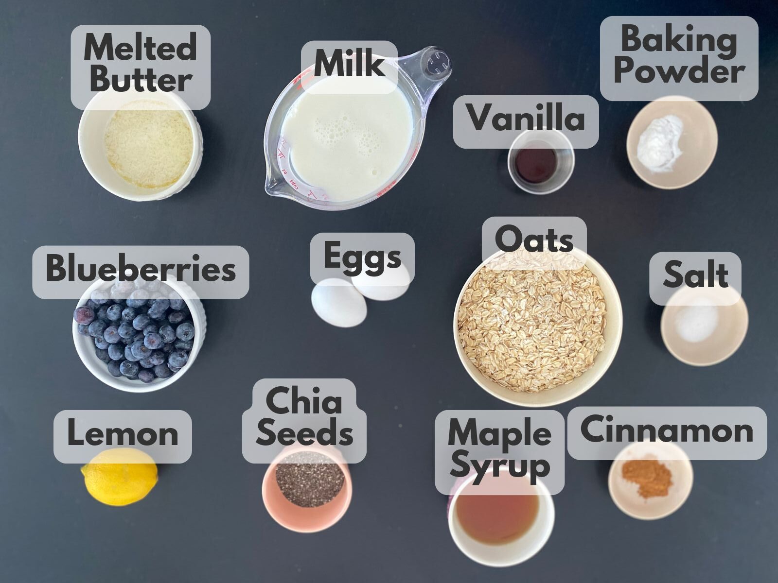 lemon blueberry baked oatmeal cups ingredientes