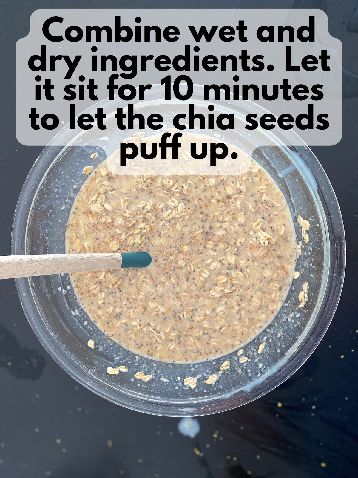 wet ingredients mixed with dry ingredients