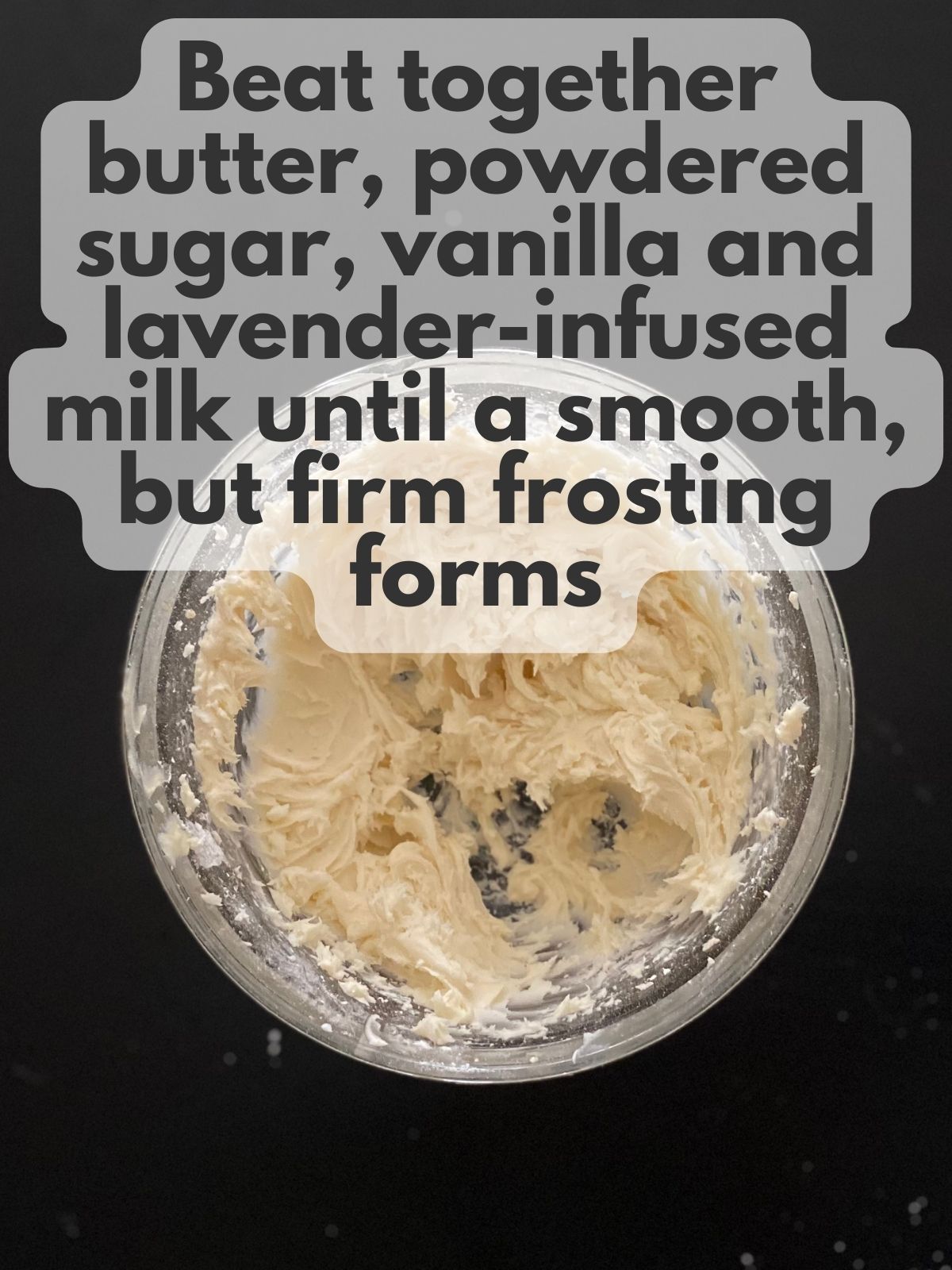 lavender buttercream in a bowl