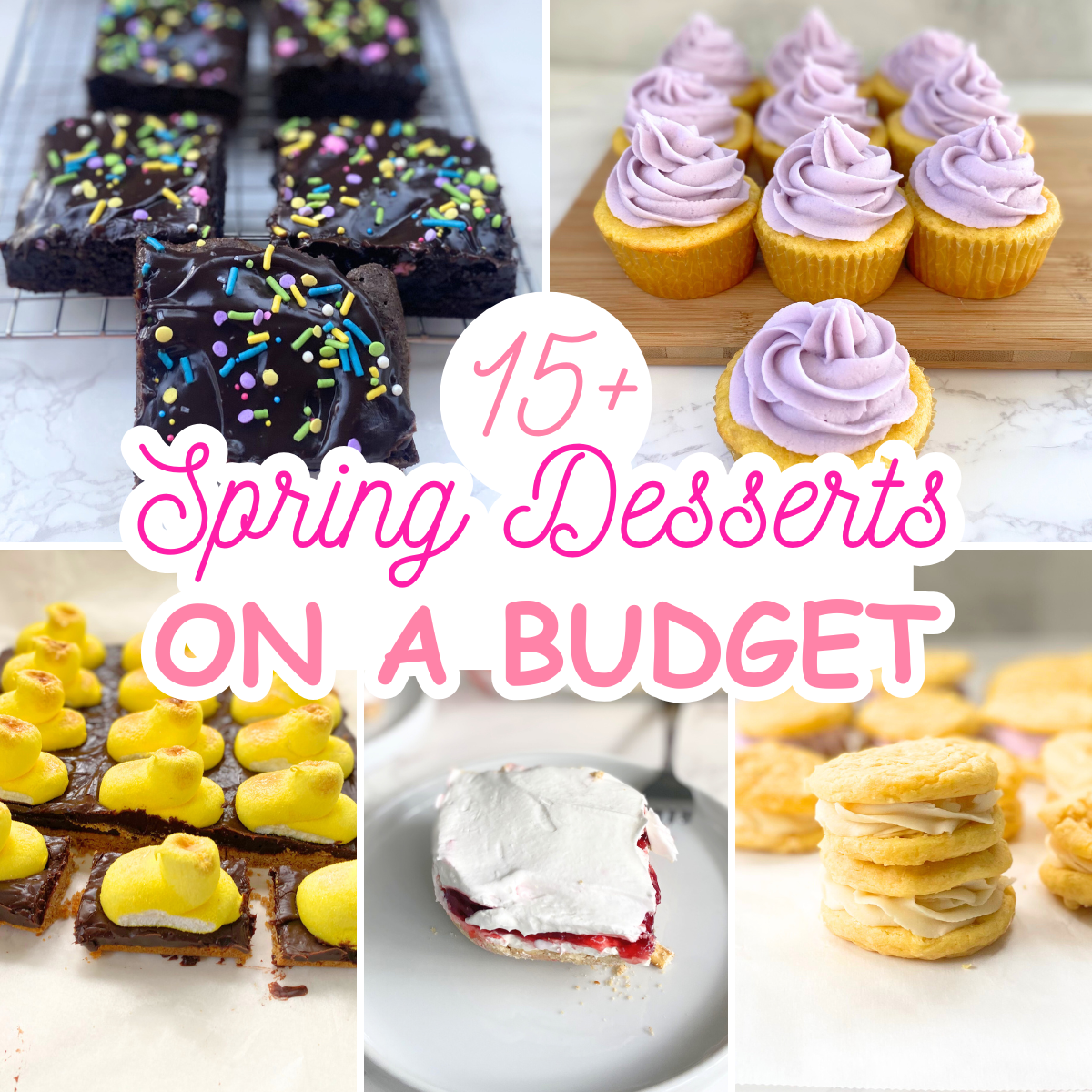 spring desserts on a budget collage