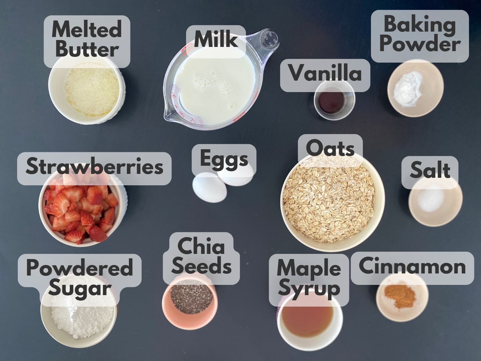 strawberry baked oatmeal cups ingreidents