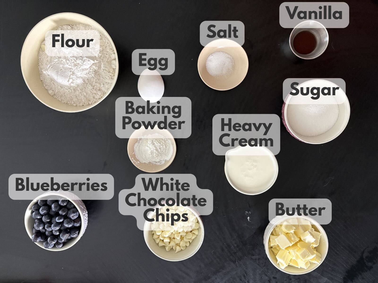 blueberry white chocolate scones ingredients