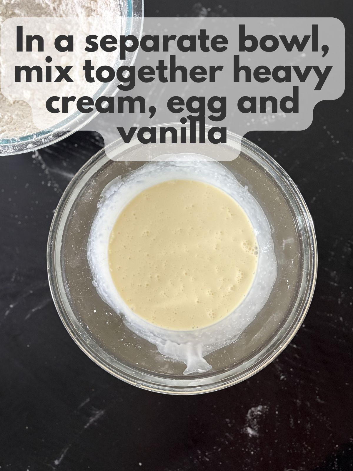 heavy cream mixed with egg and vanilla
