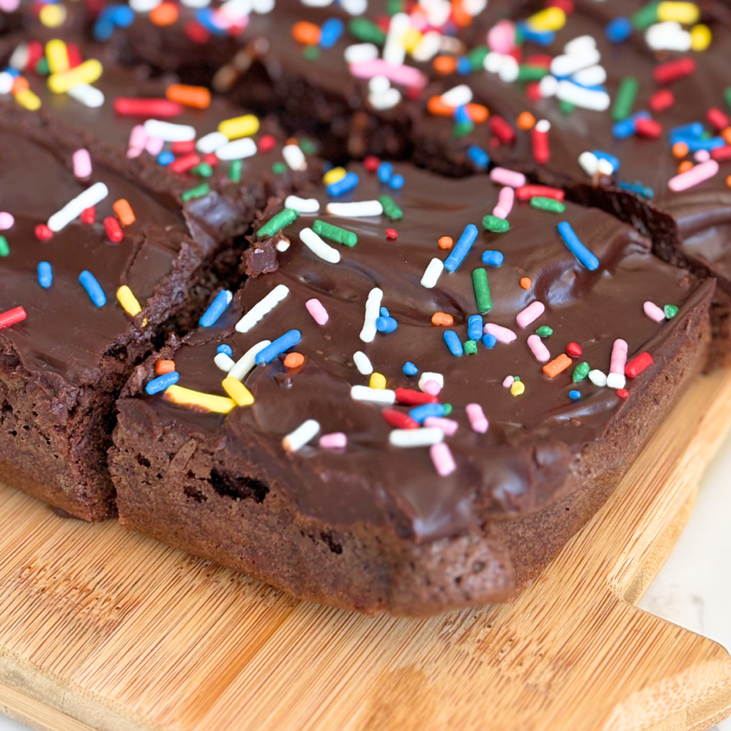 brownies with ganache and sprinkles