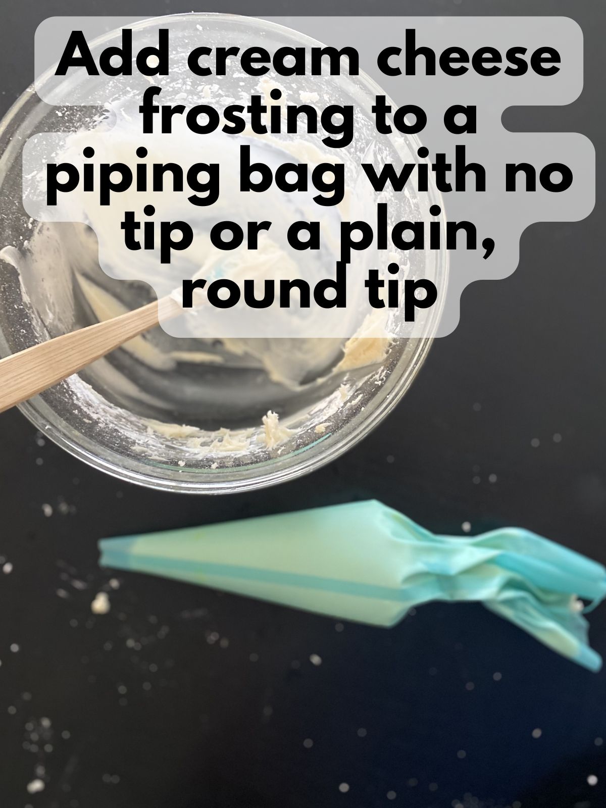 cream cheese frosting in a piping bag